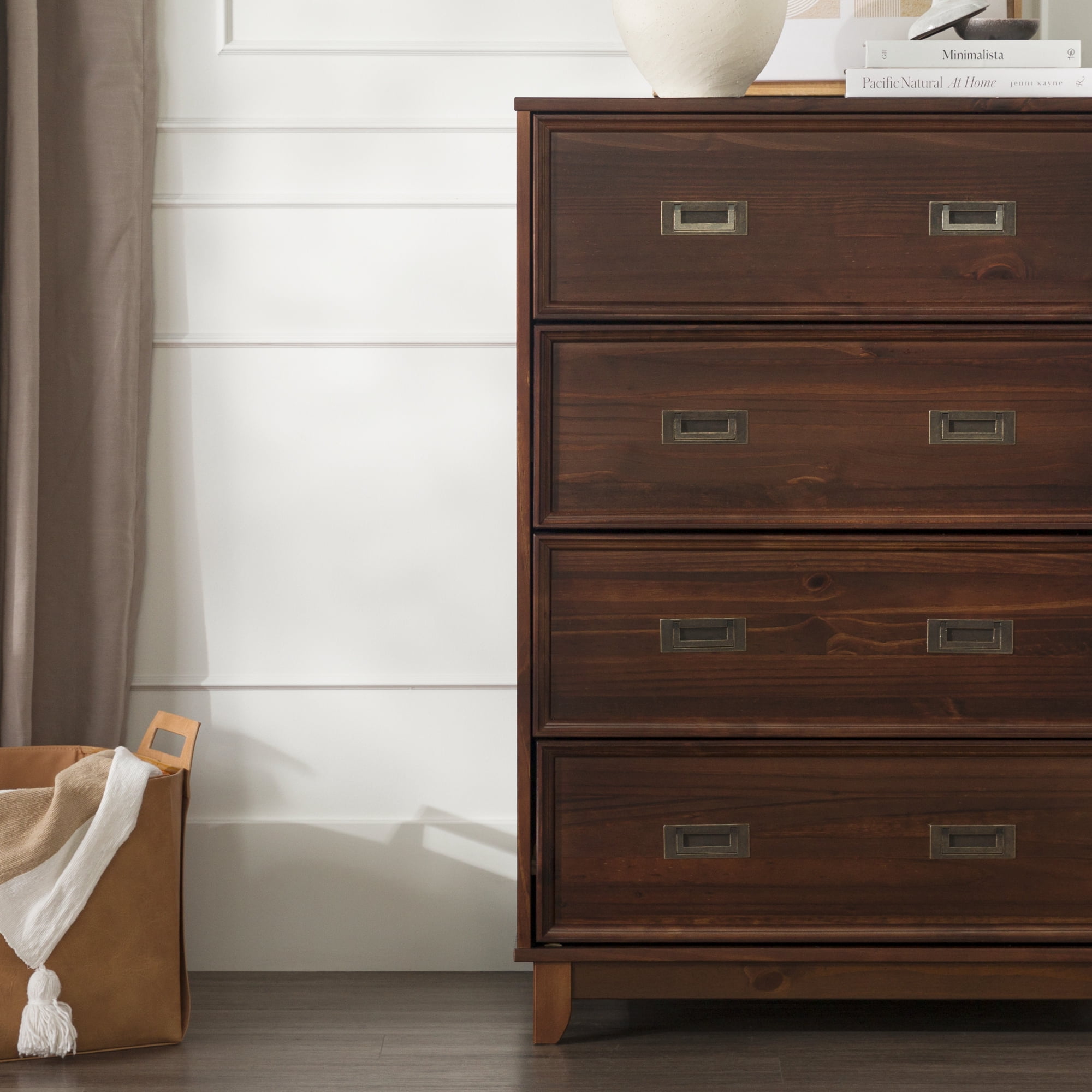 Walker Edison 42" Solid Wood 4-Drawer Framed Chest - Walnut