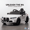 thumbnail image 2 of BMW M4 12V Kids Ride On Toy Car with Parents Remote, Electric Car with USB/MP3, Bluetooth, LED Light, Toddler Car with A Handle with Wheels and A Pull, Easy to Carry, Gift for Boys Girls 2-5, White, 2 of 13