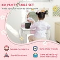 thumbnail image 4 of Qaba Coiffeuse pour Enfants avec Miroir et Tabouret, Design Licorne, Blanc, 4 of 10