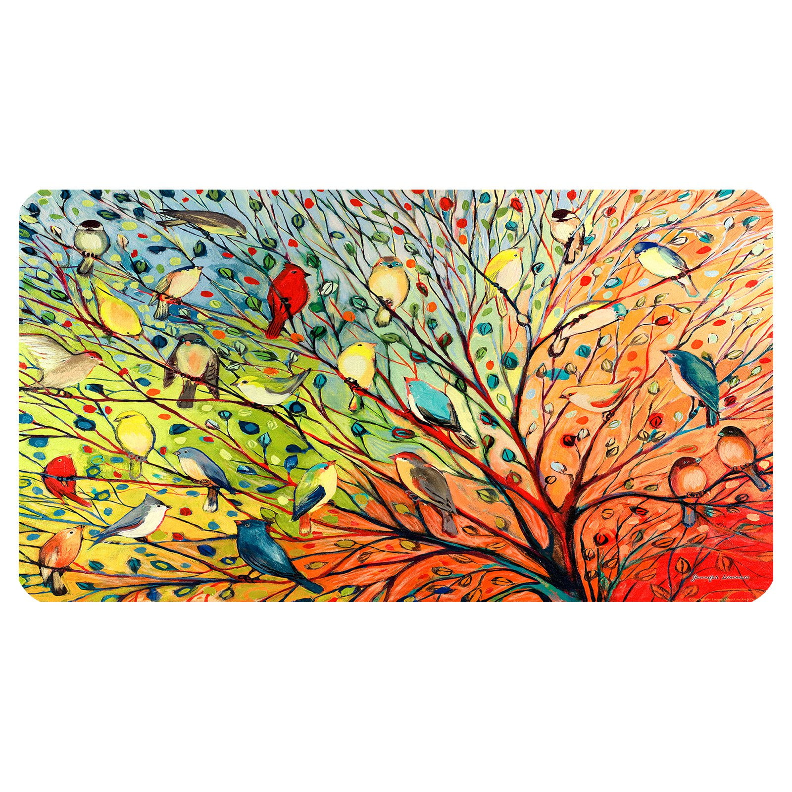 Toland Home Garden Bird Collage 18 x 30 Inch Decorative Floor Mat Colorful Spring Flower Cardinal Jay Doormat 