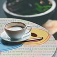 thumbnail image 2 of Ambesonne Emoji Fitted Round Tablecloth, Xoxo Written Hearts Cartoon, 36"- 40" Diameter, Pale Sage Green and Mustard, 2 of 4