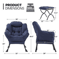 thumbnail image 2 of MoNiBloom Water-resistant Cotton Lazy Chair for Adults, Modern Upholstered Single Sofa with Ottoman, Removable Cover Accent Lounge Chair for Living Room, Navy Blue, 2 of 10
