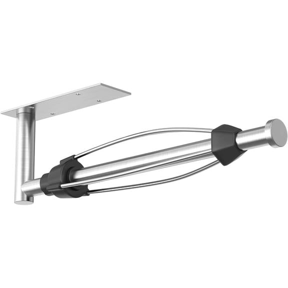 Self Adhesive Paper Towel Holder Under Cabinet Mount – Wall Mounted Paper Towel Roll Holder with Damping Effect for Kitchen, Bathroom – SUS304 Stainless Steel (Brushed Silver)