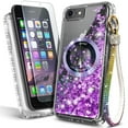 thumbnail image 6 of NageBee Designed for iPhone 6 6S 7 8, iPhone SE 3/2 (2022/2020 Edition) Magnetic Case for MagSafe, Tempered Glass Screen Protector/Wrist Strap Lanyard, Glitter Floating Liquid Cute Case (Purple), 6 of 6