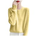 thumbnail image 1 of Gubotare Cardigan Léger pour Femme à Boutons, Manches Longues, Col Rond Décontracté, Tricot Doux, Chandails Hauts (Jaune,G), 1 of 5