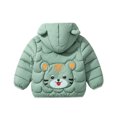 thumbnail image 4 of Spazoro Toddler Girls Hooded Puffer Jacket, Animal Print Soft Zip Up Long Sleeve Lightweight Warm Winter Outerwear for Little Girls Green Size 5-6, 4 of 9