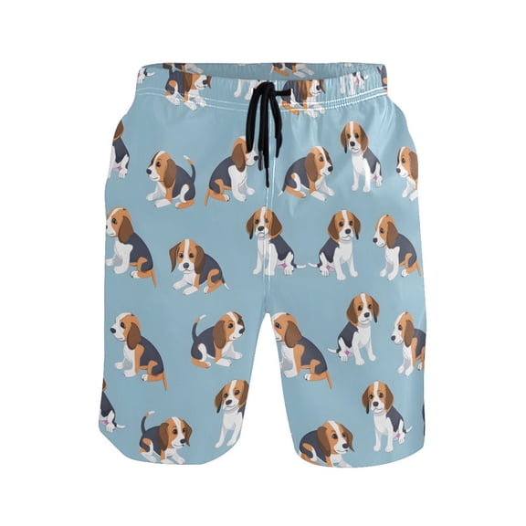 joogoo Men's Swim Trunks Cute Beagle Dogs Beach Shorts with Pockets M