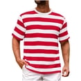 thumbnail image 2 of RongHuan Big and Tall T-Shirt for Men Striped Crewneck Short Sleeve Tees Soft Basic Pullover Fitness Sports Tshirt, 2 of 5