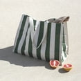 thumbnail image 6 of Sunnylife: Carryall Beach Bag - Vacay Olive Stripe - Oversized Shoulder Tote, Large Capacity, Sand & Water Drainage Holes, Pool Outdoor, 22.8 x 16.9", 6 of 6