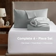 thumbnail image 2 of LammaLoe Extra Deep Pocket Twin Sheets set, Fits 18"-24" Mattress, 4 Piece Soft Microfiber Bed Sheet Sets, Light Gray, 2 of 8