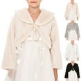 thumbnail image 4 of Gpaecead Girls Faux Fur Princess Shawl Wraps Girls Coat Jacket Flower Cape Wedding Party Dress Beige, 4 of 4