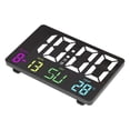 thumbnail image 1 of Large Display Digital Wall Clock, DC5V Five Speed Brightness Adjustable RGB Digital Alarm Clock with Remote Control for Living Room Bedroom, LED Calendar Temperature, Dual Alarm, 1 of 7