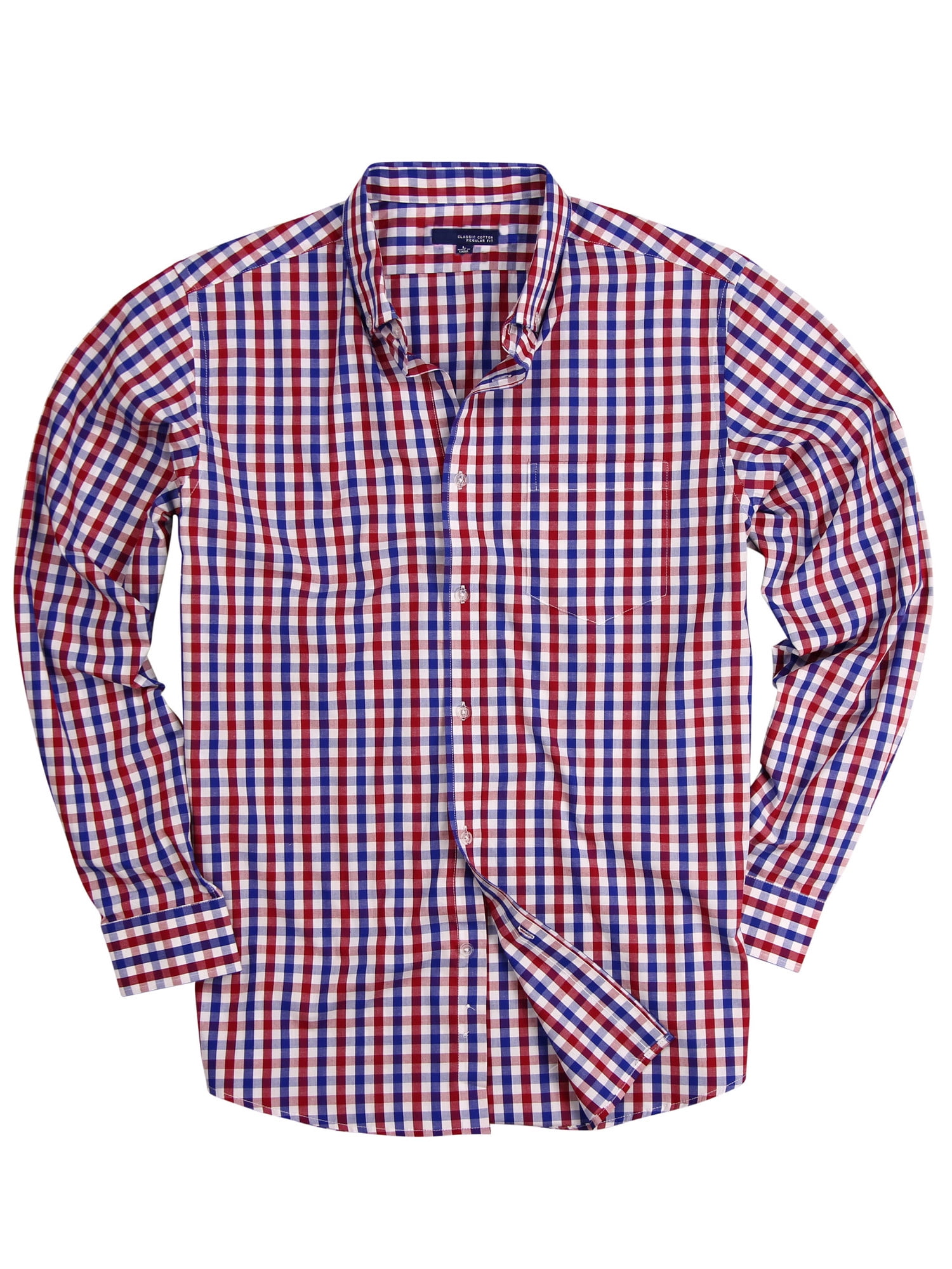KLJR Men Shirt Plaid Regular Fit Color Block Plus Size Long Sleeve Casual Checkered Shirt
