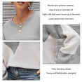 thumbnail image 5 of Women Crew Neck Pullover Sweater Fashionable Casual Loose Color Blocking Women Long Sleeve Sweater Grey L, 5 of 6