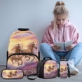 thumbnail image 2 of Pzuqiu Sunset Running Horses School Backpacks for Kids with Lunch Box Pencil Bag Water Bottle Holder Backpack for Girls Boys Bookpack Double Shoulder Bag, 4 pcs Casual Daypack, 2 of 7