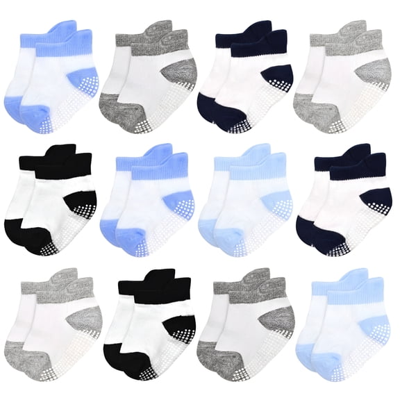 TELOLY Non-Slip Baby Socks Infant Girls Boys Ankle Anti Slip Socks with Grips for 0-12 Month Toddler 1-5 Years Kids