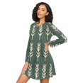thumbnail image 3 of FORMRS Womens Long Sleeve Nightgowns Crew Neck Sleep Shirt Soft Pajamas Sizes S-3XL, Dark Green Leaves, 3 of 8