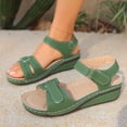 thumbnail image 4 of Slide Sandals for Women Casual Spring And Summer Breathable Toe Open Toe One-Line Buckle Wedge Heel Sandals, Green-36, 4 of 9