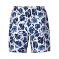 thumbnail image 4 of Lsque Mens Swim Trunks Blue Ink Flowers Pattern - Bathing Suit Compression Liner - Beach Swim Shorts Swimwear - (S-3XL) - Stretch Quick Dry -Medium, 4 of 9