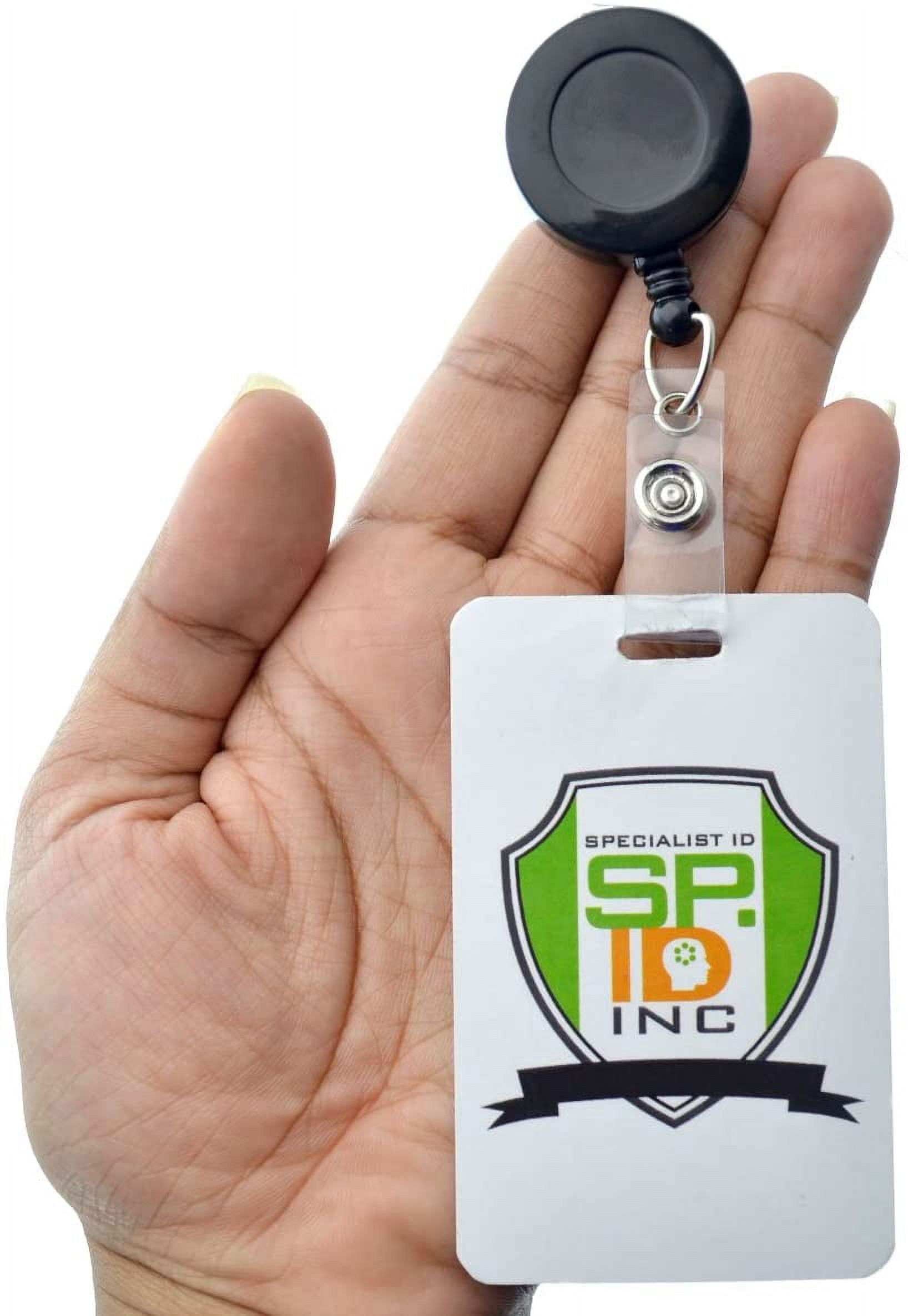 ABPETE Bulk 100 Pack - Bulk Premium Black Retractable Name Badge Reels with Alligator Swivel Clip & Vinyl Card Holder Strap by Specialist ID
