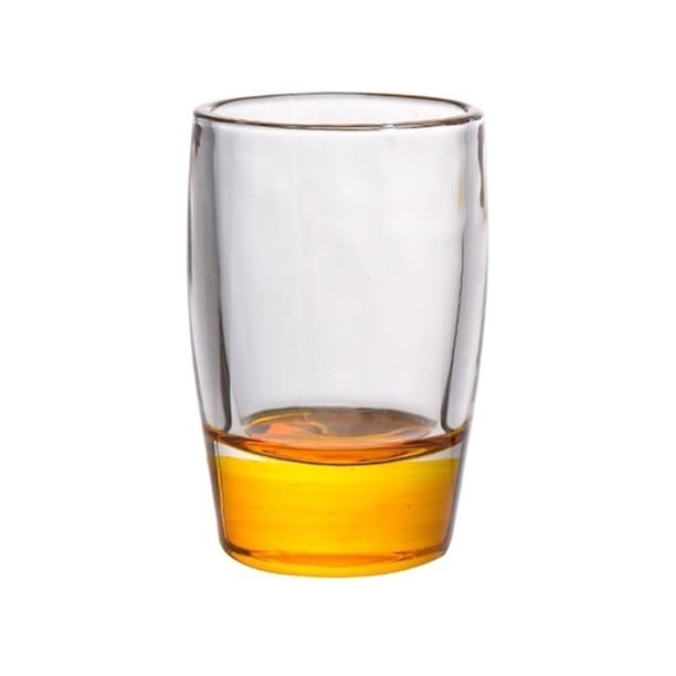Vaso de chupito con base de color, 1,5 oz. Vasos transparentes de base gruesa for whisky, tequila, vodka, licores y aguardientes.