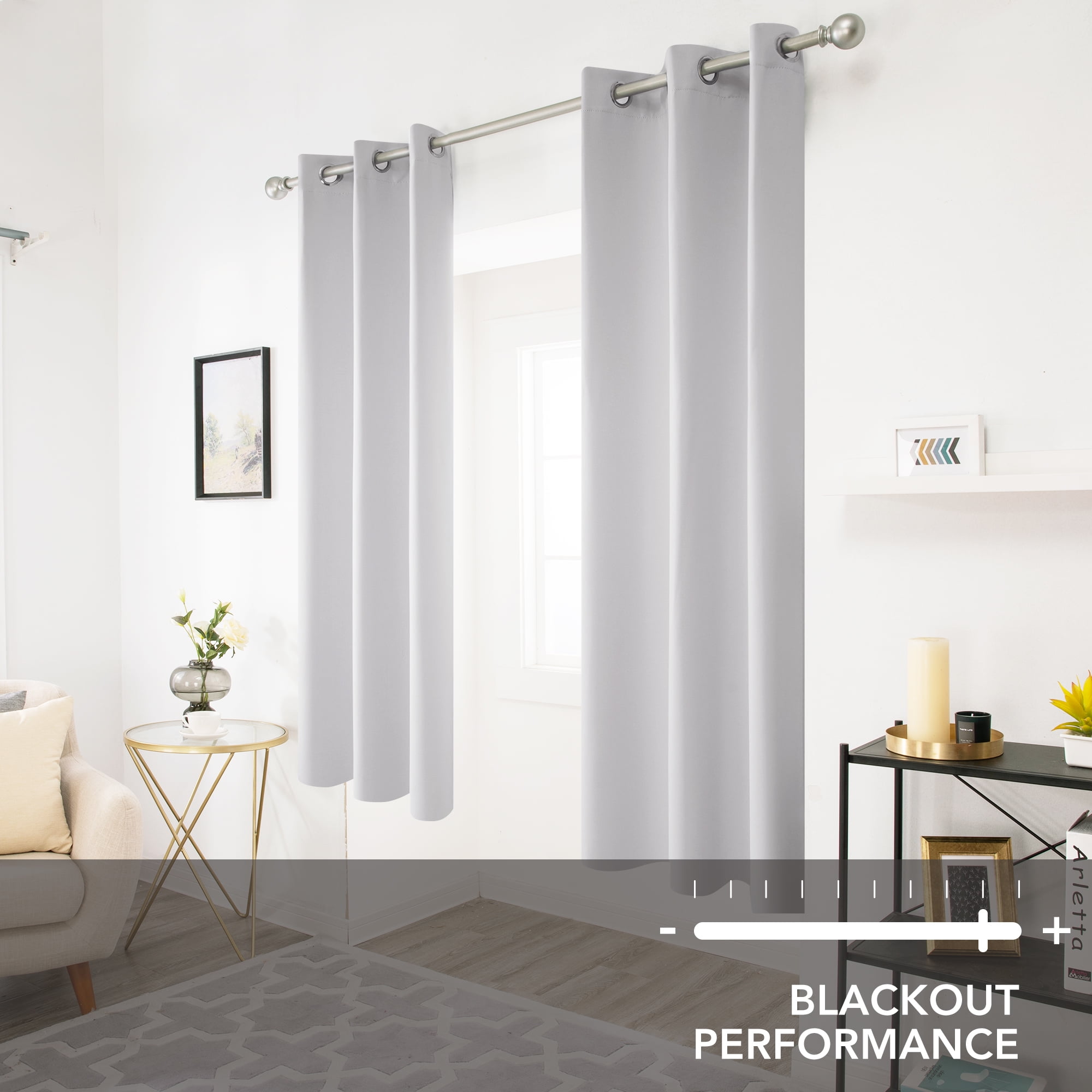 ZOPZO Room Darkening Curtains for Bedroom, Thermal Insulated, Solid Blackout Curtain for Kitchen, 42x45 inch, Greyish White, Set of 2