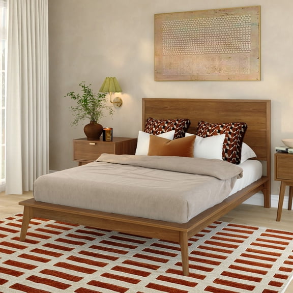 Linea Tambour Full Bed, Pecan