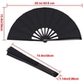 thumbnail image 1 of Abanico de mano grande plegable de seda Abanico plegable de mano Abanico plegable de Tai Chi chino para hombres y mujeres Rendimiento, baile, decoraciones, festival, regalo (negro, 2 paquetes) Adepaton WRJM-320, 1 of 6