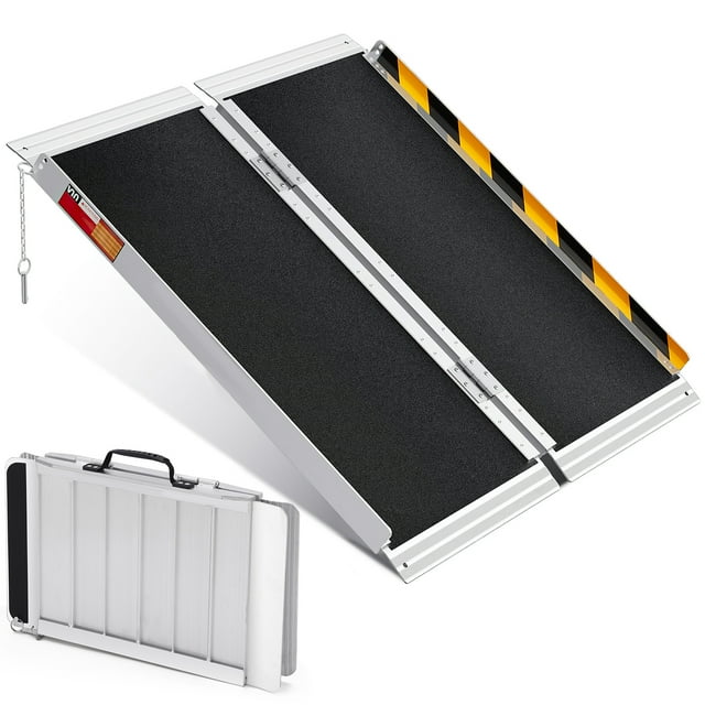 QinaQin Portable Folding Aluminum Wheelchair Ramp, Non-Slip Threshold Ramp for Home, Curbs, Cars and Scooters