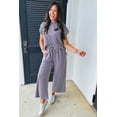 thumbnail image 5 of Women's Wild Wind Solid Corded Knit Short Sleeve T-Shirt and Wide Leg Pants Set | [ZhiHiMeRi] | (US 16-18)XL, 5 of 5