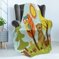 thumbnail image 4 of Cartoon Soft Flannel Fleece Blanket, Cheerful Childish Animals in the Sunny Forest with Mushrooms and Trees Composition, Cozy Plush for Indoor and Outdoor Use, 50" x 70", Multicolor, by Ambesonne, 4 of 5