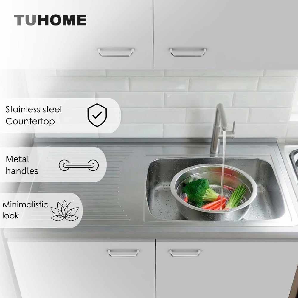 TUHOME Napoles 39" Utility Sink with Cabinet, Stainless Steel Laundry Sink