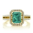 thumbnail image 2 of Gem Stone King 4.28 Ct Emerald Cut Green Malachite 18K Yellow Gold Plated Silver Ring, 2 of 5