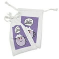 thumbnail image 2 of Lettering Fabric Pouch Set of 2, Morning Weekend Written Smiling Coffee Cup, Small Drawstring Bag for Toiletries Masks and Favors, 9" x 6", Violet Lilac, by Ambesonne, 2 of 2