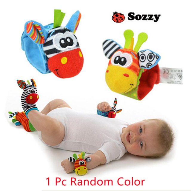 Newborn Baby Socks Rattle Toys Wrist Rattle Foot Socks Cartoon Baby Rattles Newborn Toys Make Sounds Games For Babies 0~12 M heqiyong LED