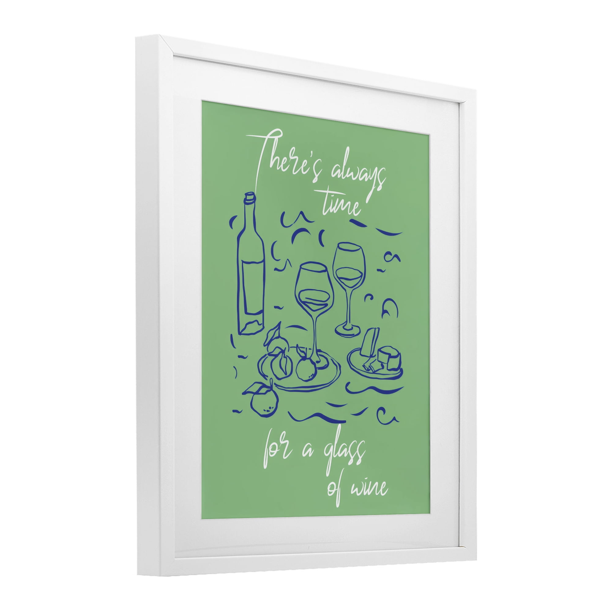 Stupell Industries Always Time For Glass Of Wine White Framed Print Under Glass, design by The Prints Vibe