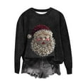 thumbnail image 5 of Ounisa Santa Claus Sweatshirt Women's Christmas Glitter Patch Letter Print Long Sleeve Pullover Top, 5 of 5