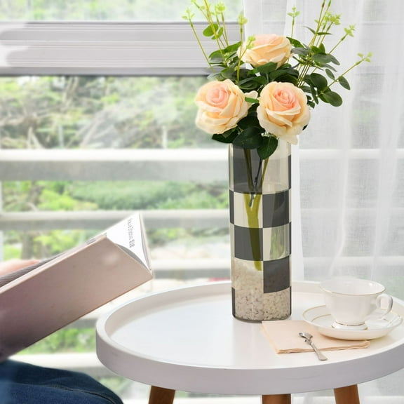 Checkerboard Pattern Vases for Flowers Modern Decorative Vase Home Decor for Bedroom Kitchen Living Room Centerpieces