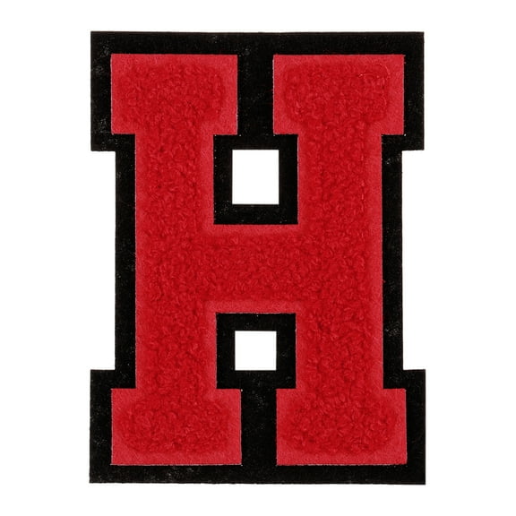 Chenille Letter Patches, 4" Alphabet H Iron on Patches for Repairing Clothing Jeans Shoes Hats DIY (Red)