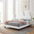 thumbnail image 2 of Tufted Platform Bed Frame, Twin Size, Velvet, White, Modern Contemporary Urban Design, Bedroom Master Guest Suite, 2 of 10