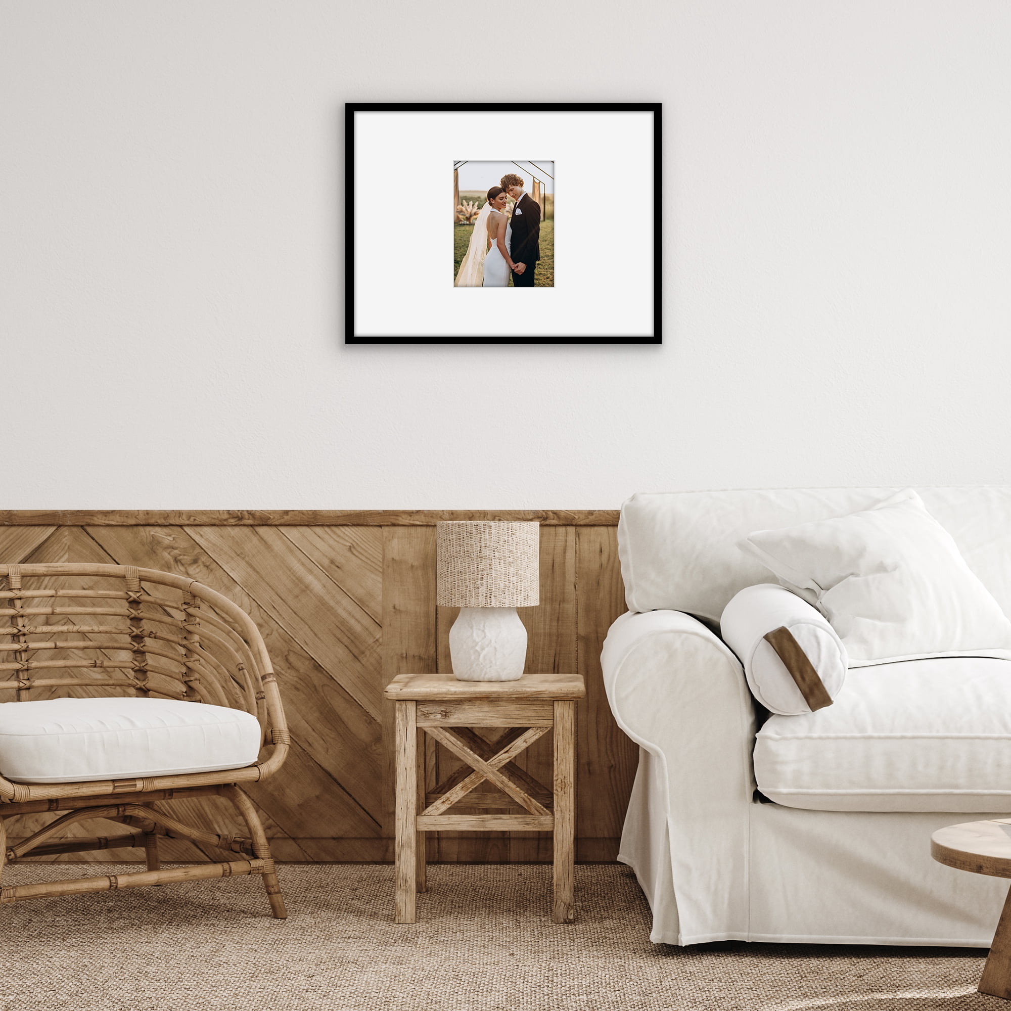 Americanflat 18x24 Poster Frame with Polished Plexiglass with 10x8 Mat Display Photo Streamline Thin - Black