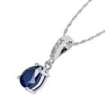 thumbnail image 2 of 10k White Gold Genuine Pear-Shape Sapphire and Diamond Drop Pendant Necklace, 2 of 5