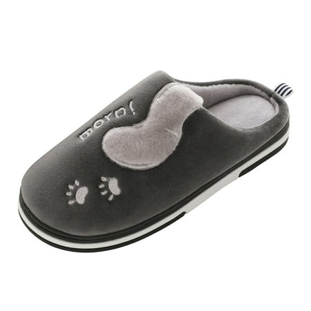 

Men Slippers Couples Men Slip On Plush Flat Home Winter Round Toe Keep Warm Cartoon Cat Slippers Shoes