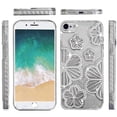 thumbnail image 4 of For iPhone 16e/17e Case Bling Floral 3D Rhinestones Glitter + Tempered Glass, 4 of 4