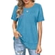 thumbnail image 1 of Blusa de manga corta con cuello redondo, Top de corte informal para mujer, elegante, transpirable, a la moda, para verano, 1 of 6