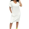 thumbnail image 1 of Kcodviy Robe Été T Manche Robe Décontractée Robe Courte Décontractée Robes Midi d'Été pour Femmes Chemise Col en V Mi-Décontracté Robes pour Femmes Longueur Poches Robe pour Femmes, 1 of 4