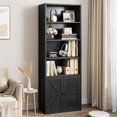 thumbnail image 1 of Qinaqin 71.4-inch wooden si x -layer bookshelf industrial style display storage rack farmhouse bookcase con doors, 1 of 7