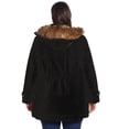 thumbnail image 2 of Plus Size Gallery Hooded Faux-Fur Trim Heavyweight Jacket Color: Black Size: 1X, 2 of 4