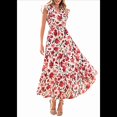 thumbnail image 1 of Vestido Midi Estampado con Escote en V, Mangas Plisadas y Volantes, Imagen 2 M, 1 of 8