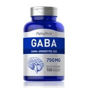 GABA 750mg | 100 Capsules | Gamma-Aminobutyric Acid Supplement | Non-GMO, Gluten Free | By Piping Rock